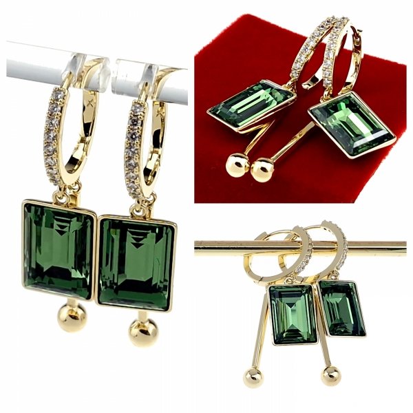2160 Kolczyki złote pozłacane cyrkonie wiszące 14K Xuping Austrian Crystal