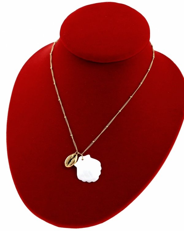 4471 Złoty łańcuszek naszyjnik 40+5 stal chirurgiczna 316L muszelka lato plaża wakacje