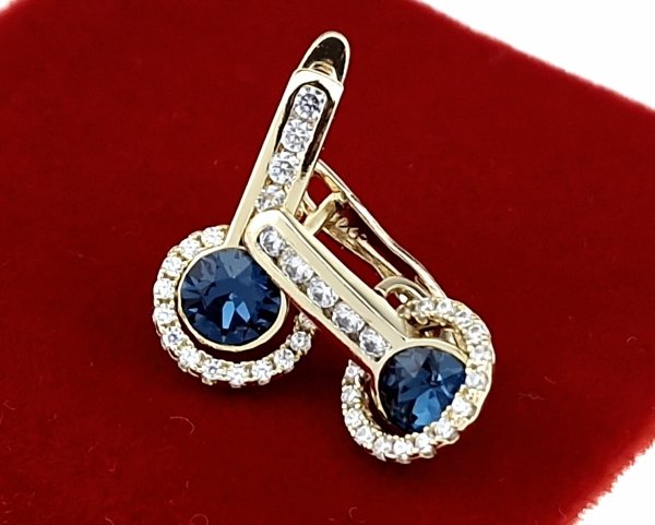 801a Kolczyki złote pozłacane cyrkonie wiszące 14K Xuping Austrian Crystal