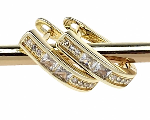 2111 Kolczyki złote pozłacane wiszące 14K cyrkonie 