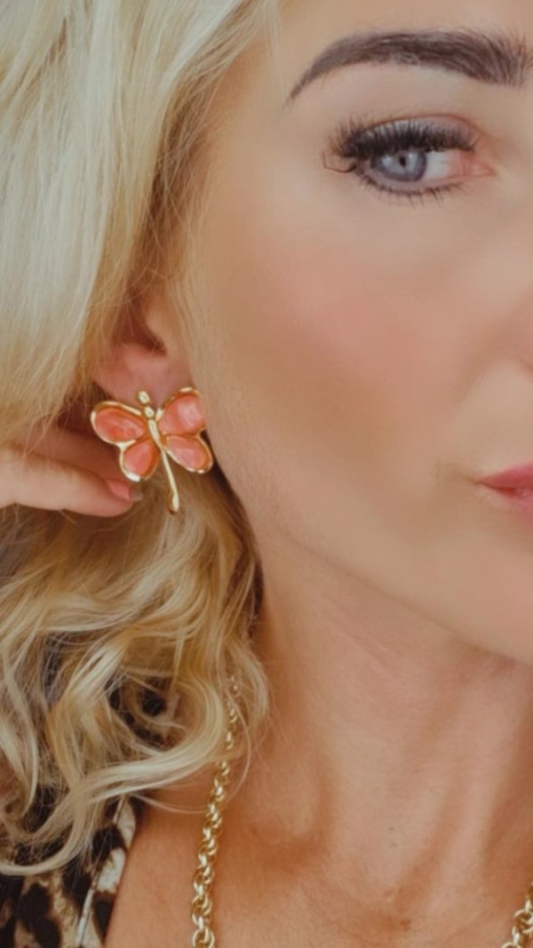 3719g Kolczyki złote stal chirurgiczna 316L nierdzewna wtyczki ważki