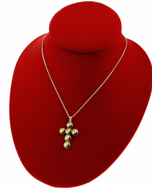 3847 Złoty naszyjnik 40+5cm pozłacany 18k Swaro Austrian Crystal krzyż