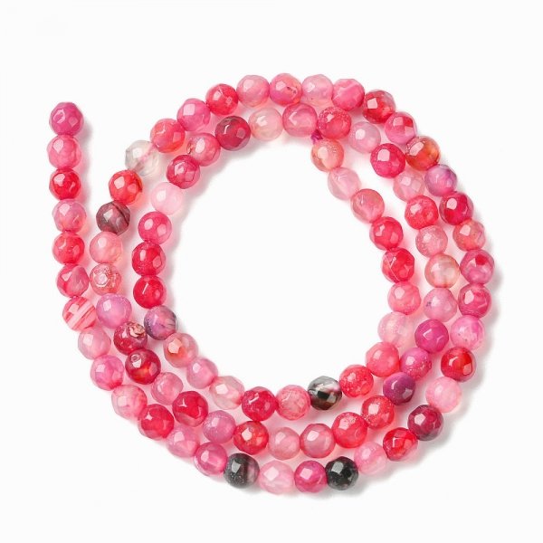 1895 Agat fasetowany okrągły kamień naturalny 4mm pasmo 38cm