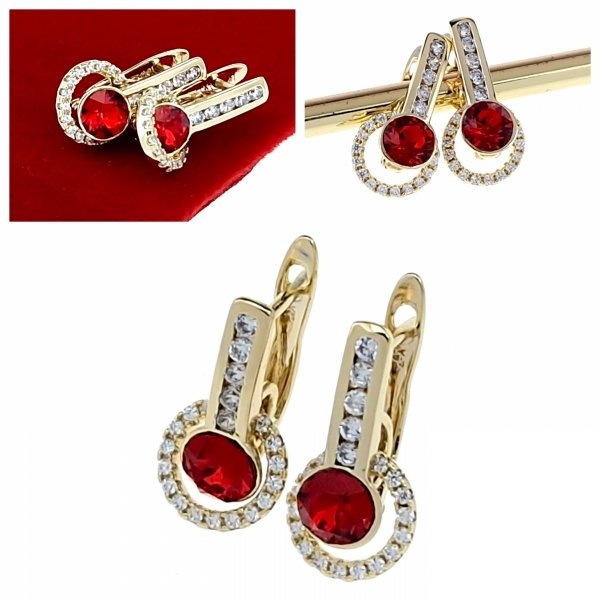 1756 Kolczyki złote pozłacane cyrkonie wiszące 14K Xuping Austrian Crystal