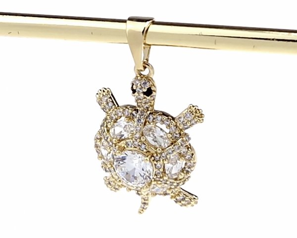 3718l Złota zawieszka cyrkonie błyszcząca pozłacana 14k Xuping żółw