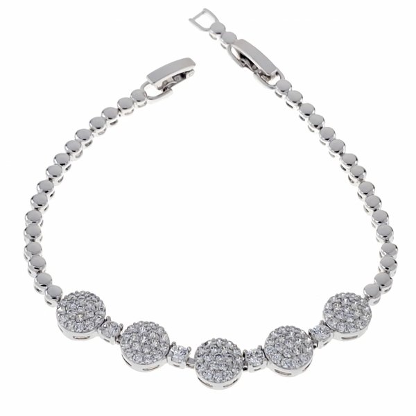 4381 Bransoletka srebrna pozłacana białym złotem 17,5+2cm Xuping 