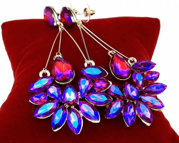 4874 Kolczyki złote pozłacane wiszące 14K cyrkonie