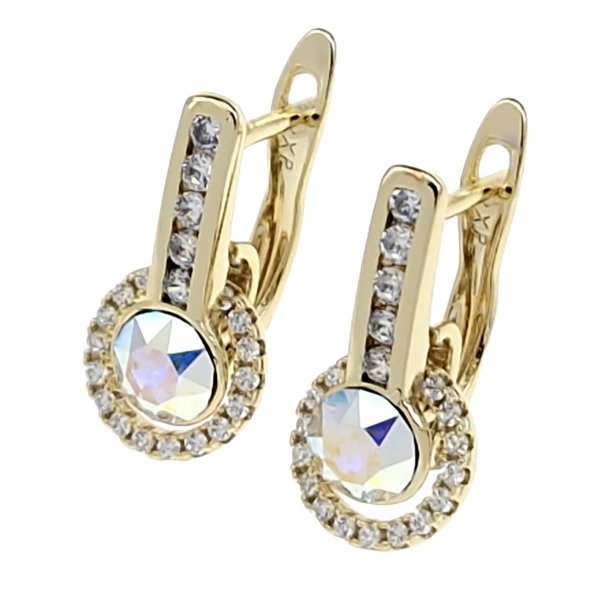 2989 Kolczyki złote pozłacane cyrkonie wiszące 14K Xuping Austrian Crystal