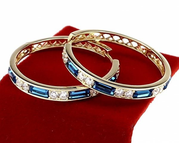 1347 Kolczyki złote pozłacane wiszące 14K Xuping cyrkonie