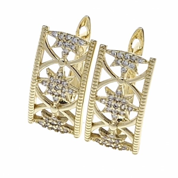 1030 Kolczyki złote pozłacane wiszące 14K cyrkonie