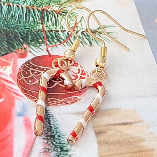 1914d Kolczyki srebrne świąteczne stal chirurgiczna wiszące Boże Narodzenie święta prezent