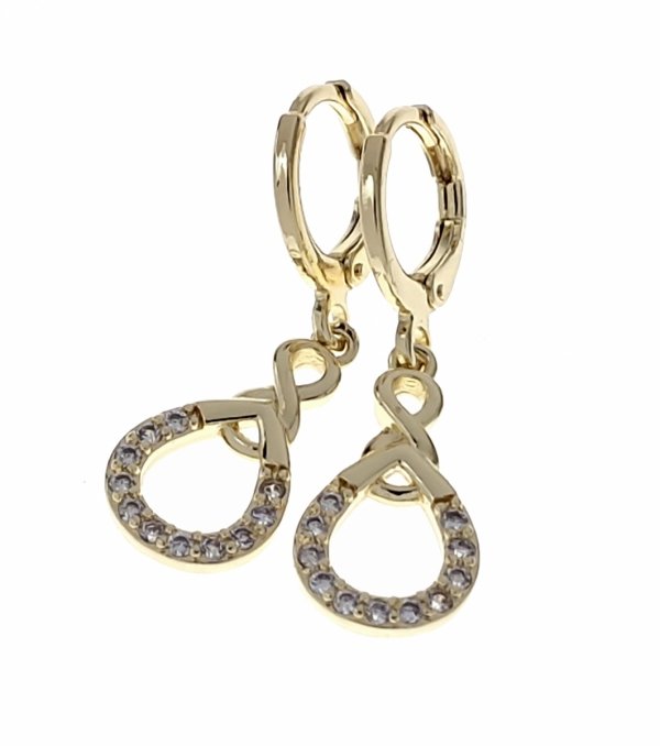 3539 Kolczyki złote pozłacane wiszące 14K cyrkonie