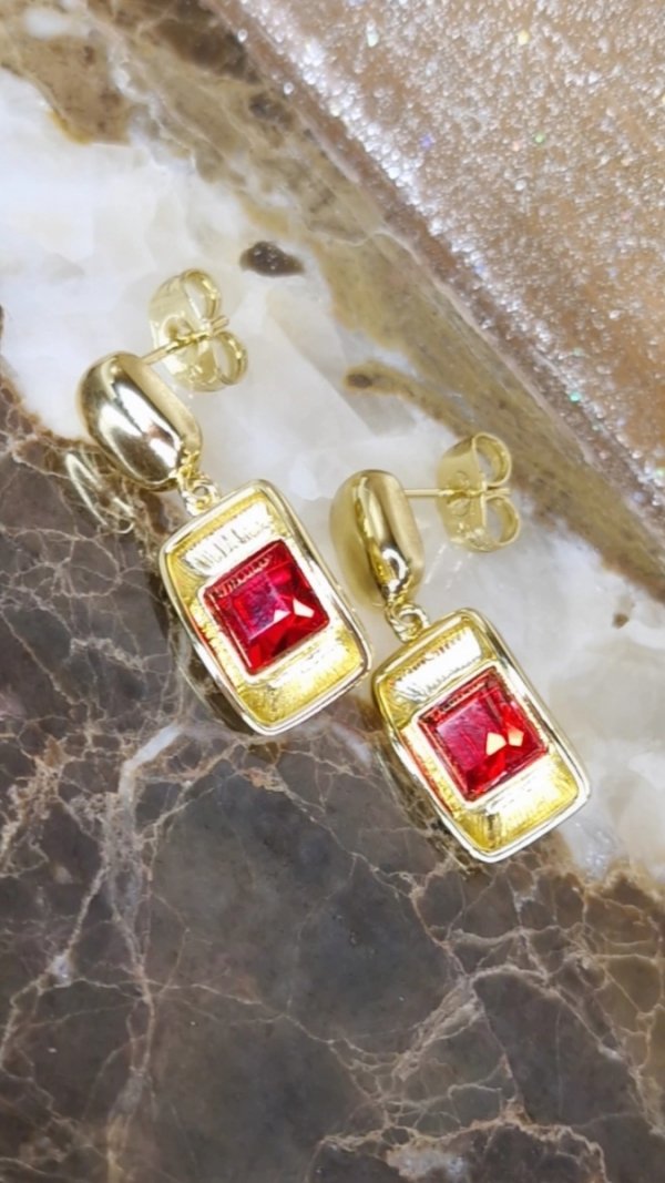 3502 Kolczyki złote pozłacane Austrian Crystal wiszące 14K cyrkonie Xuping 