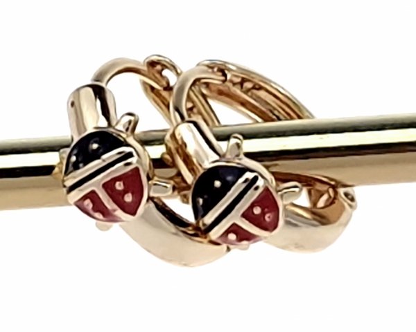 4740 Kolczyki złote dziecięce pozłacane 18k Xuping wiszące biedronki