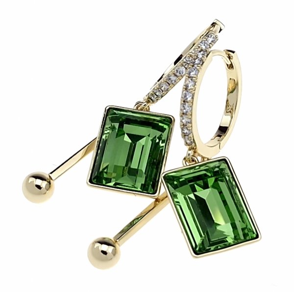 3721h Kolczyki złote Austrian Crystal pozłacane cyrkonie wiszące 14K Xuping Swaro