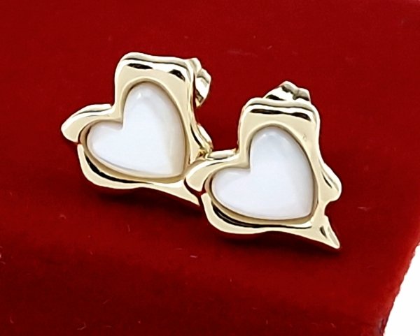 2963 Kolczyki złote pozłacane wtyczki 14K Xuping serce