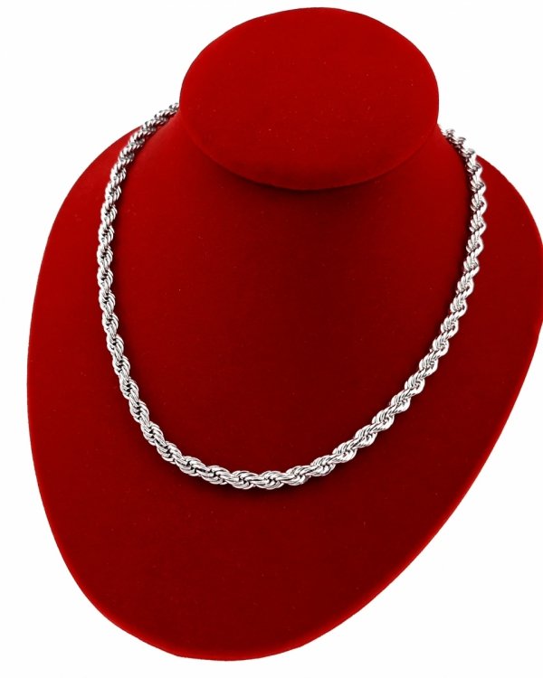 531c Srebrny skręcony łańcuszek 50cm 6mm pozłacany białym złotem splot kordel Xuping 