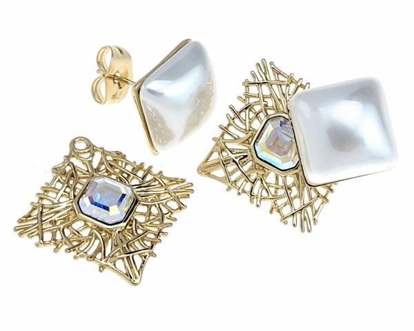 3923 Kolczyki złote pozłacane 14k wiszące Austrian Crystal