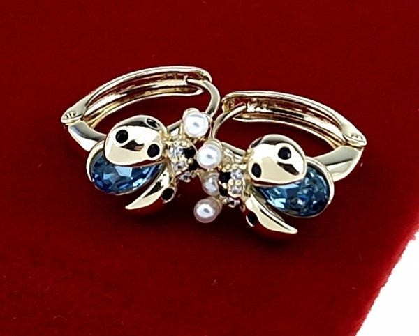 0195 Kolczyki złote pozłacane 14k wiszące Austrian Crystal