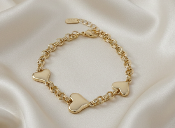 2525a Bransoletka elegancka złota 17+3cm pozłacana 14k serce