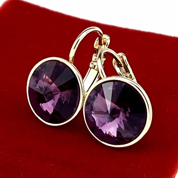 1942 Kolczyki złote pozłacane 14k wiszące Austrian Crystal 