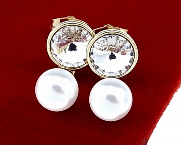 4476 Kolczyki złote pozłacane Austrian Crystal wiszące 14K cyrkonie Xuping 