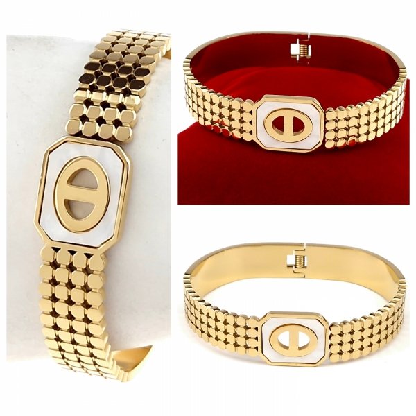 n18 Bransoletka złota 6cm stal chirurgiczna bangla 316L 