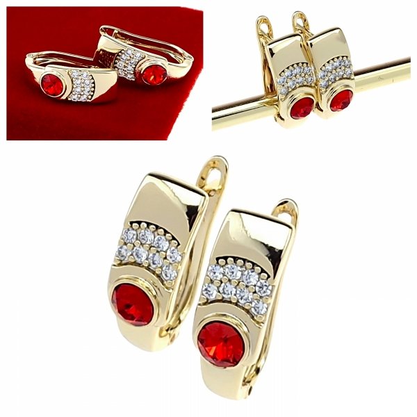 4607 Kolczyki złote pozłacane cyrkonie wiszące 14K Xuping 