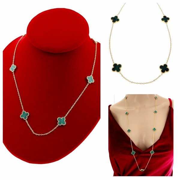 @1172b Złoty łańcuszek naszyjnik 80+5 stal chirurgiczna 316L celebrytka koniczyna marokańska