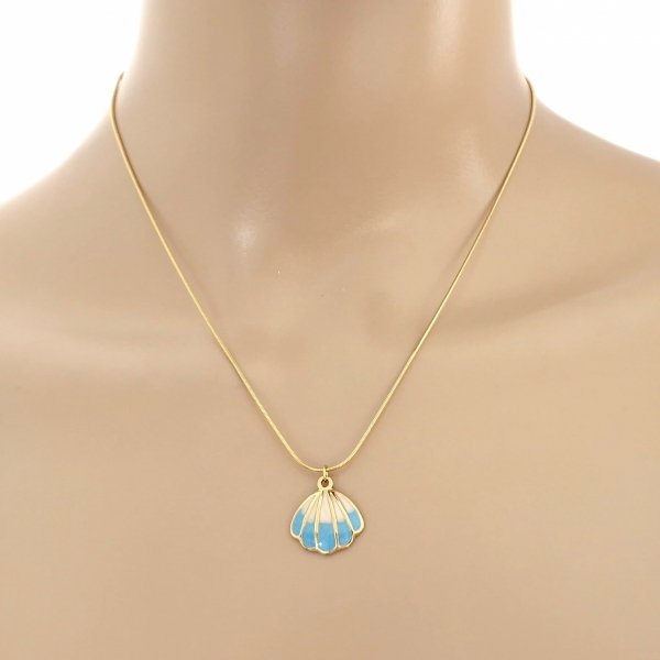 687 Złoty łańcuszek naszyjnik 41+5 stal chirurgiczna 316L muszla lato wakacje plaża