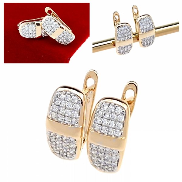 3422 Złote kolczyki cyrkonie pozłacane 18k Xuping wiszące 