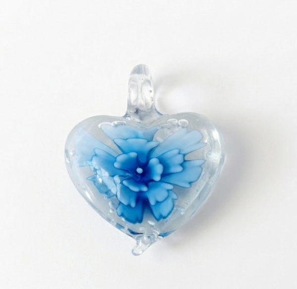 3734d Zawieszka szkło weneckie serce kwiat