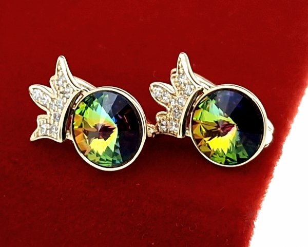 4690 Kolczyki złote Austrian Crystal cyrkonia pozłacane 18k Xuping wiszące