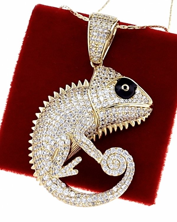3254 Złota zawieszka cyrkonie błyszcząca pozłacana 14k Xuping kameleon