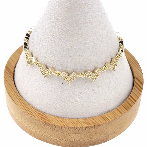1144 Bransoletka złota elegancka cyrkonie 18,5cm pozłacana 14k Aisadi