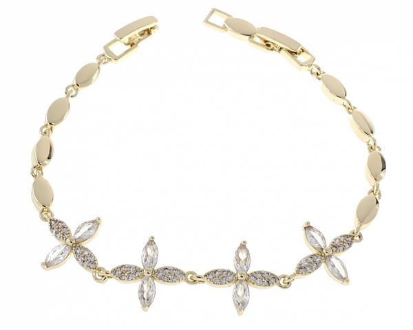 4432 Bransoletka złota elegancka cyrkonie 19cm pozłacana 14k Aisadi