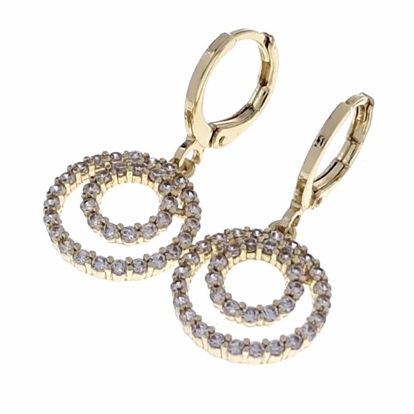 2353 Kolczyki złote pozłacane wiszące 14K cyrkonie