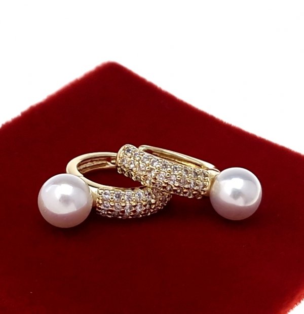 733 Kolczyki złote pozłacane wiszące 14K cyrkonie