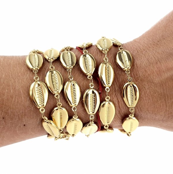 1956 Złoty łańcuszek bransoletka bądź pasek 100+8 stal chirurgiczna 316L lato plaża wakacje muszelki 