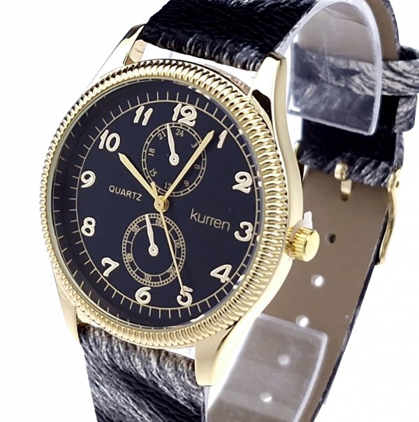 sz145 Zegarek damski Kurren elegancki klasyk pasek motyw zwierzęcy