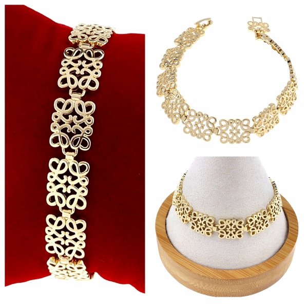 1293 Bransoletka złota elegancka 18,5cm pozłacana 14k ażurowa apartowska