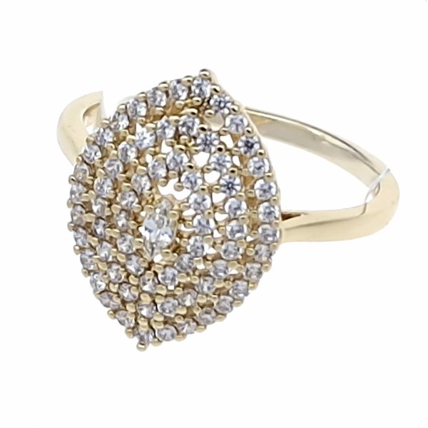 4480 Pierścionek złoty błyszczący cyrkonie pozłacany 14k