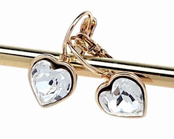 4822 Kolczyki złote Austrian Crystal cyrkonia pozłacane 18k Xuping wiszące serce