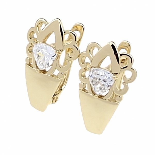 0181 Kolczyki złote pozłacane cyrkonie wiszące 14K Xuping 