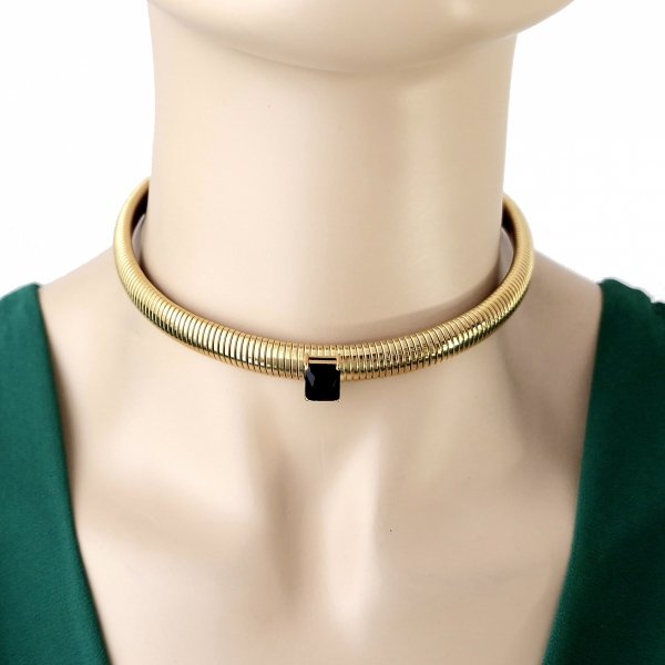 4424 Złoty łańcuszek naszyjnik 33+8 stal chirurgiczna 316L Viki lady choker
