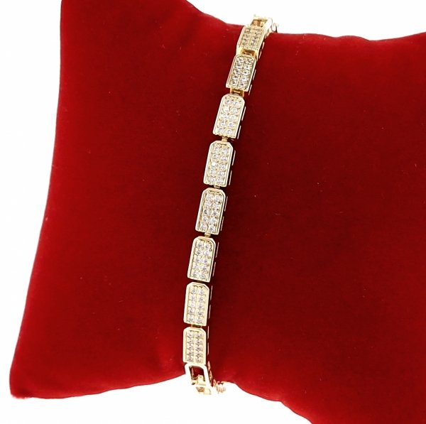 2578 Bransoletka złota elegancka 19cm cyrkonie pozłacana 14k Viki Lady