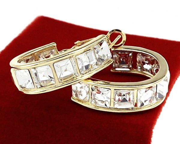 3719g Kolczyki złote pozłacane wiszące 14K cyrkonie Viki Lady koła