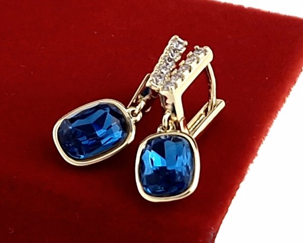 4896 Kolczyki złote pozłacane Austrian Crystal wiszące 14K cyrkonie Xuping 