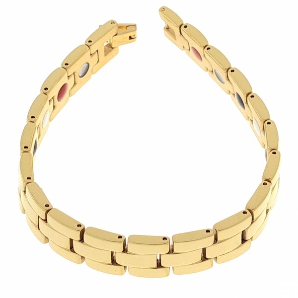 1226 Bransoletka złota 20,5cm stal chirurgiczna celebrytka szeroka