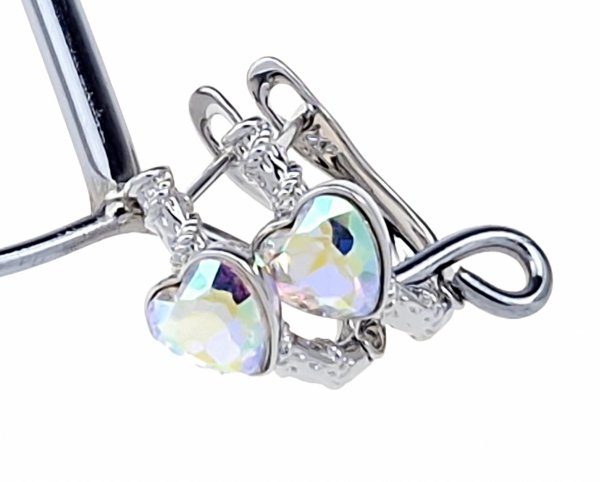 3586 Srebrne kolczyki Austrian Crystal pozłacane białym złotem wiszące